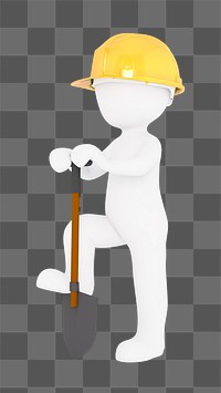 Png 3D construction worker sticker, transparent background