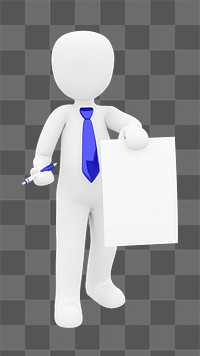 Png businessman 3D figurine sticker, transparent background