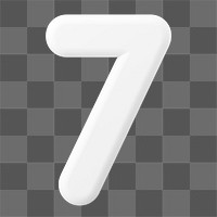 7 number png sticker, 3D rendering on transparent background