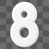 8 number png sticker, 3D rendering on transparent background