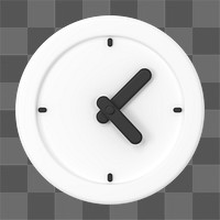 White clock png clipart, 3D punctuality symbol on transparent background