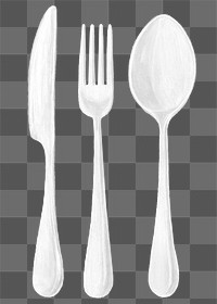 Spoon fork png knife, cutlery illustration, transparent background