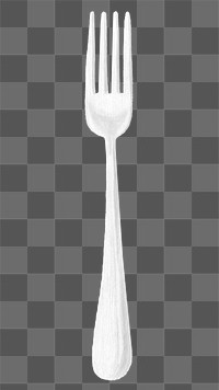 Silver fork png sticker, realistic cutlery illustration, transparent background