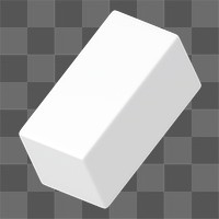 3D white cuboid png, geometric shape clipart, transparent background