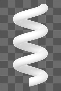 3D white spiral png clip art, transparent background 