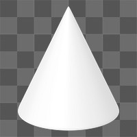 3D white cone png, geometric clipart, transparent background