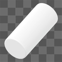 3D white cylinder png geometric clipart, transparent background