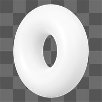 Png white donut ring 3D shape sticker, transparent background