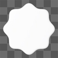3D white badge png starburst shape clipart, transparent background
