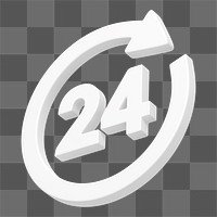 Open 24 sign png 3D sticker, transparent background 
