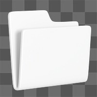 3D white folder png data storage icon, transparent background