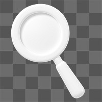 White magnifying glass png 3D icon sticker, transparent background