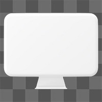 Minimal 3d computer png sticker, transparent background