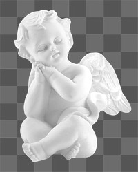 Cherub statue png sticker, transparent background 