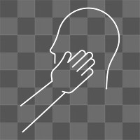 Hand touching face icon png sticker, line art graphic, transparent background