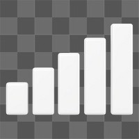 White bar graph png 3D rendered sticker, transparent background