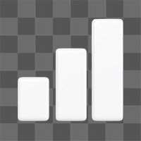 White bar graph png 3D rendered sticker, transparent background