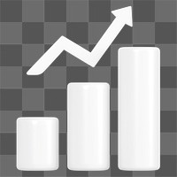 Increasing bar graph png 3D rendered sticker, transparent background