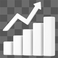 Increasing bar graph png 3D rendered sticker, transparent background