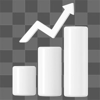 Positive bar graph png 3D rendered sticker, transparent background