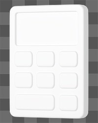 White minimal calculator png 3D business icon sticker, transparent background