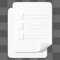 White task list png 3D business icon sticker, transparent background