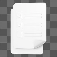 White checklist png 3D business icon sticker, transparent background