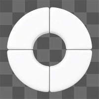 White circle graph png 3D shape sticker, transparent background