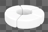 Donut chart graph png 3D shape sticker, transparent background