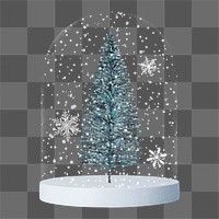 Christmas tree snow globe png sticker, transparent background