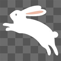 Jumping white rabbit png sticker, Easter celebration graphic, transparent background