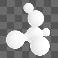 White molecule shape png sticker, 3D liquid graphic, transparent background