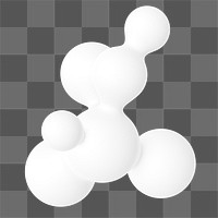 White molecule shape png sticker, 3D liquid graphic, transparent background