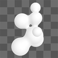 White molecule shape png sticker, 3D liquid graphic, transparent background