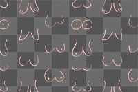 Women's breast png doodle pattern, transparent background