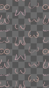 Women's breast png doodle pattern, transparent background