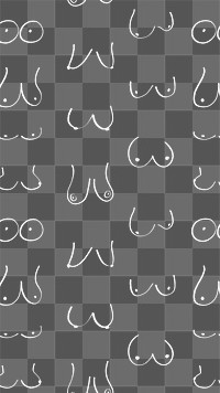Women's breast png doodle pattern, transparent background