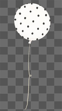 Polka dotted balloon png sticker, black party decor, transparent background