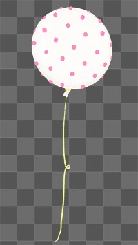 Polka dotted balloon png sticker, pink party decor, transparent background