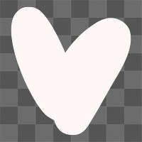 Heart png sticker, off white doodle graphic, transparent background