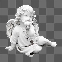 Baby angel figurine png sticker, transparent background