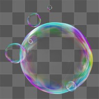 Holographic bubble shape png sticker, 3D rendering graphic, transparent background