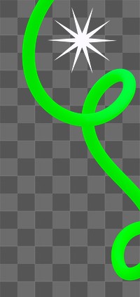 Green squiggle png border, 3D rendering graphic, transparent background