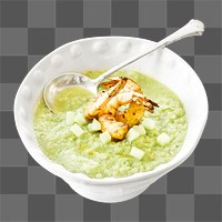 Cucumber Gazpacho with Shrimp png sticker, transparent background