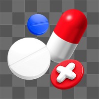 Medicine pills png 3D sticker, transparent background