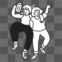 Doodle women party png illustration, transparent background