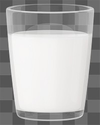 PNG 3D glass of milk, element illustration, transparent background