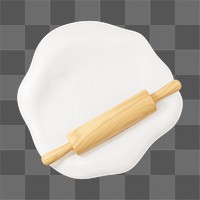 PNG 3D rolling pin dough, element illustration, transparent background