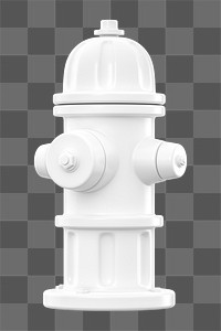 PNG 3D white fire hydrant, element illustration, transparent background