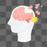 Puzzled human brain png, business strategy remix, transparent background